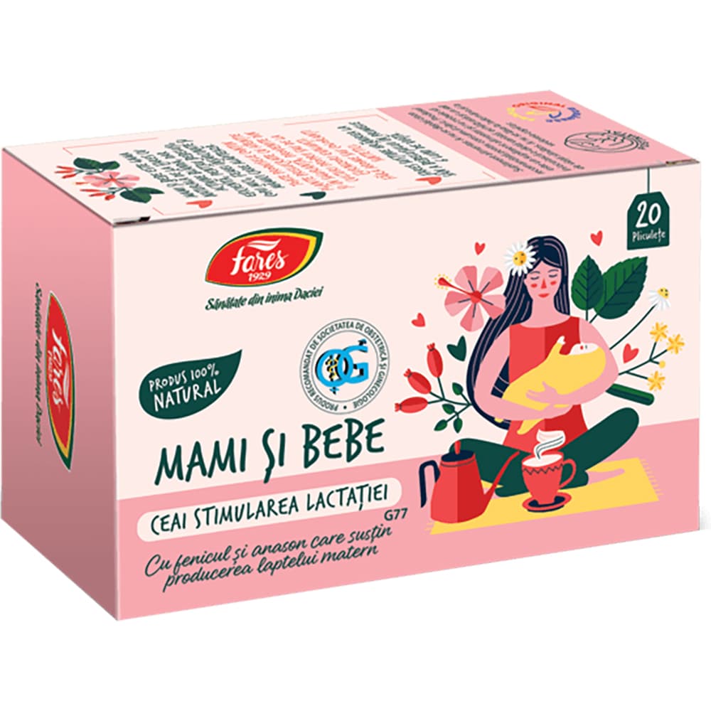 Ceai FARES Mami si Bebe stimularea lactatiei G77, 20 plicuri