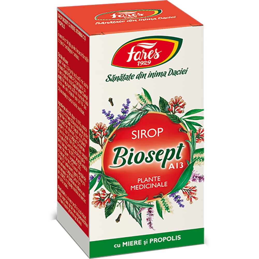 Sirop Biosept cu Miere si Propolis A13, 100 ml, FARES