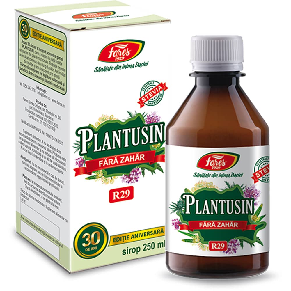 Sirop Plantusin fara zahar R29, 250 ml, FARES