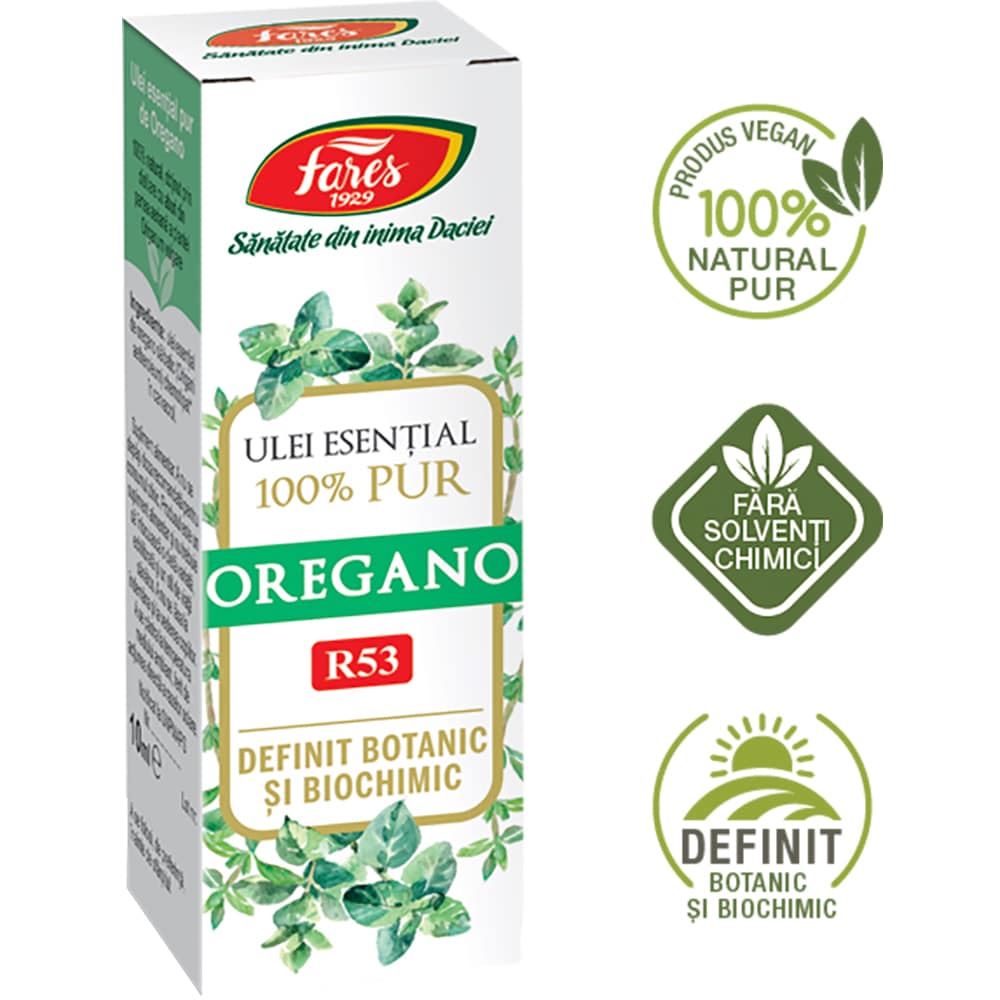 Ulei esential 100% pur Oregano R53, 10 ml, FARES
