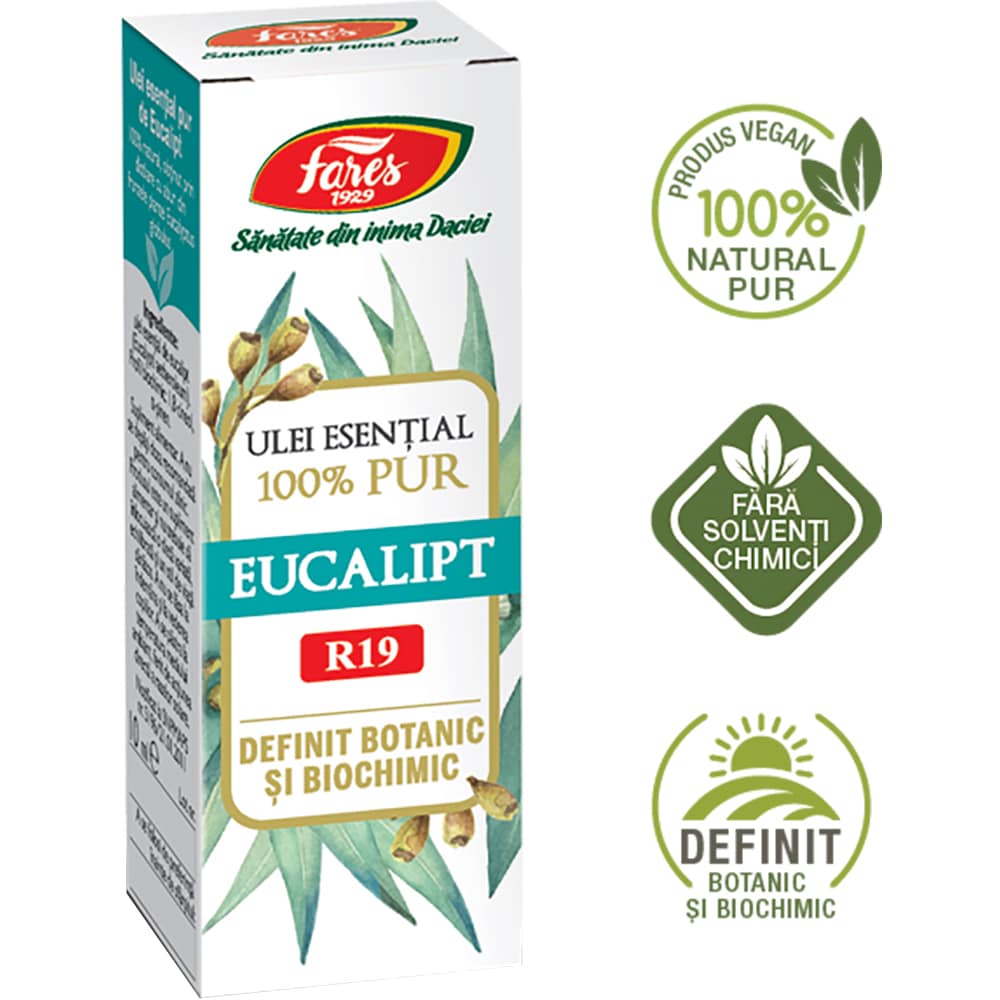 Ulei esential 100% pur Eucalipt R19, 10 ml, FARES