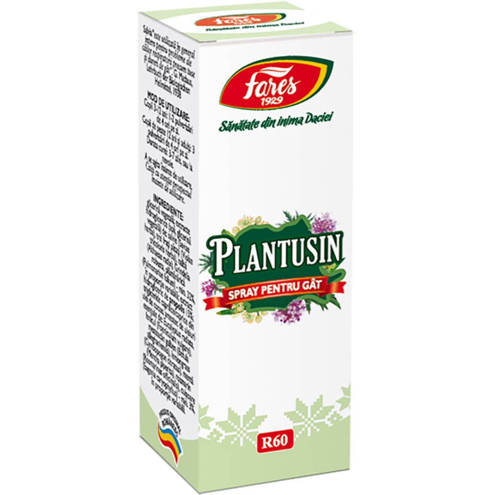 Supliment Plantusin Spray pentru gat R60, 20 ml, FARES