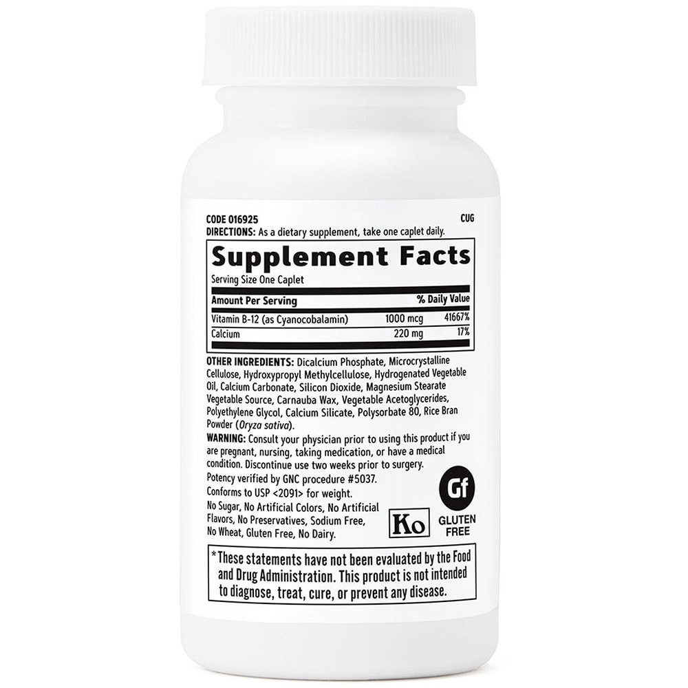 Supliment alimentar Vitamin B12 1000 mcg, 90 tablete cu eliberare prelungita, GNC