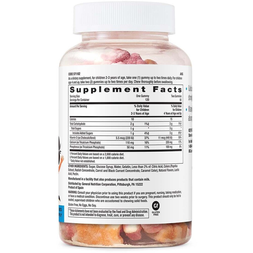 Supliment alimentar Calciu pentru copii 2-12 ani, 120 jeleuri, GNC