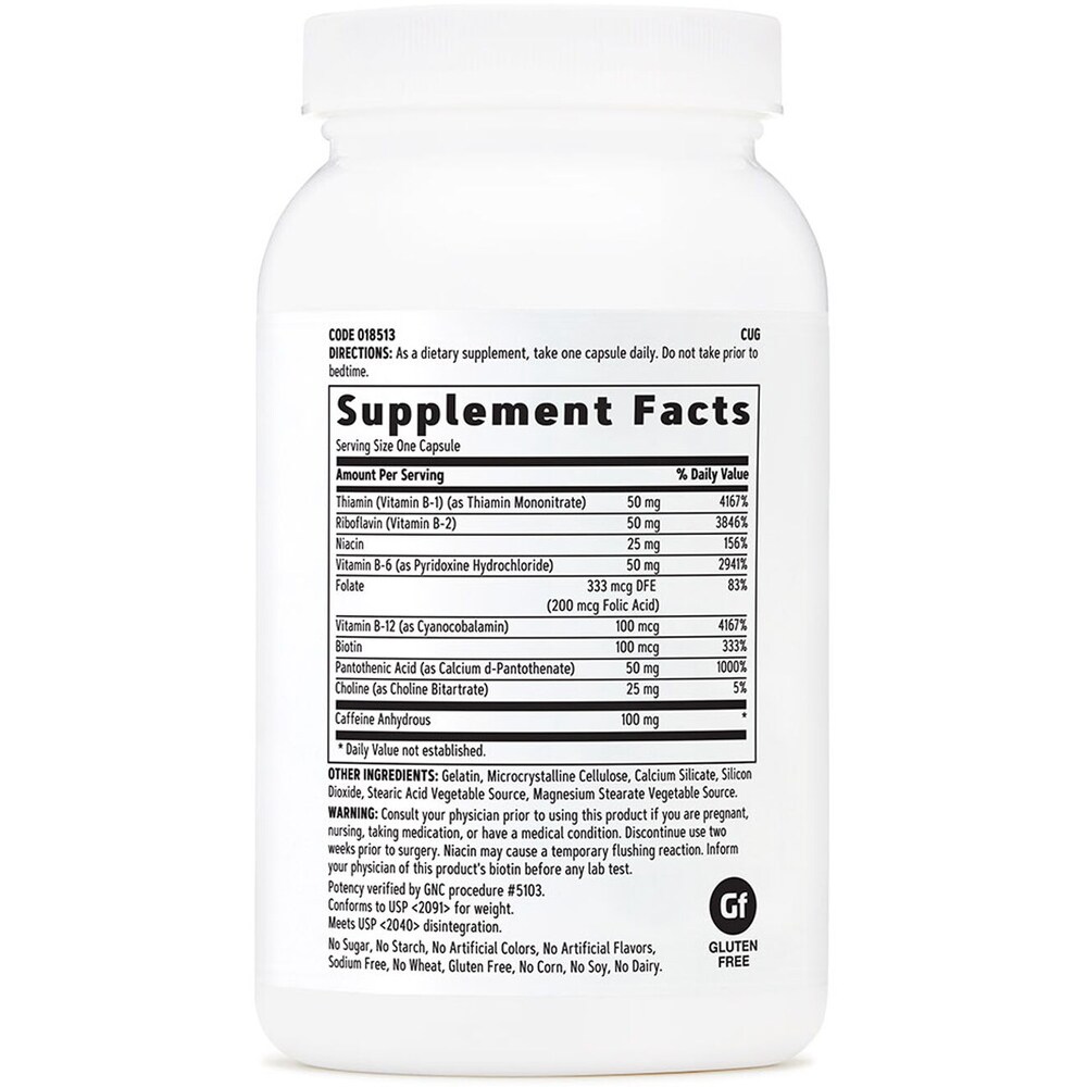 Supliment alimentar B-Complex + Formula Energizanta, 120 capsule, GNC