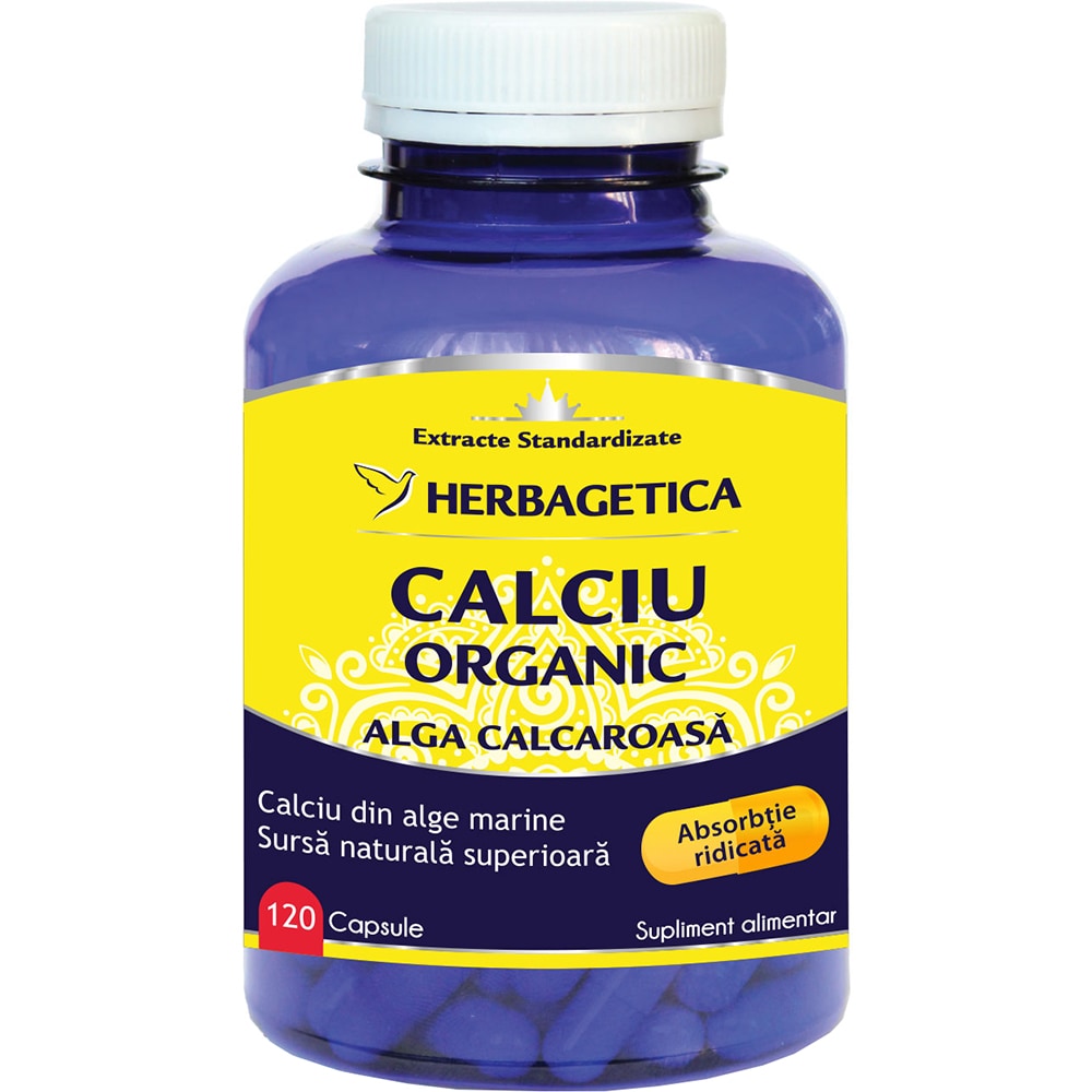 Supliment alimentar Calciu Organic, 120 capsule, HERBAGETICA