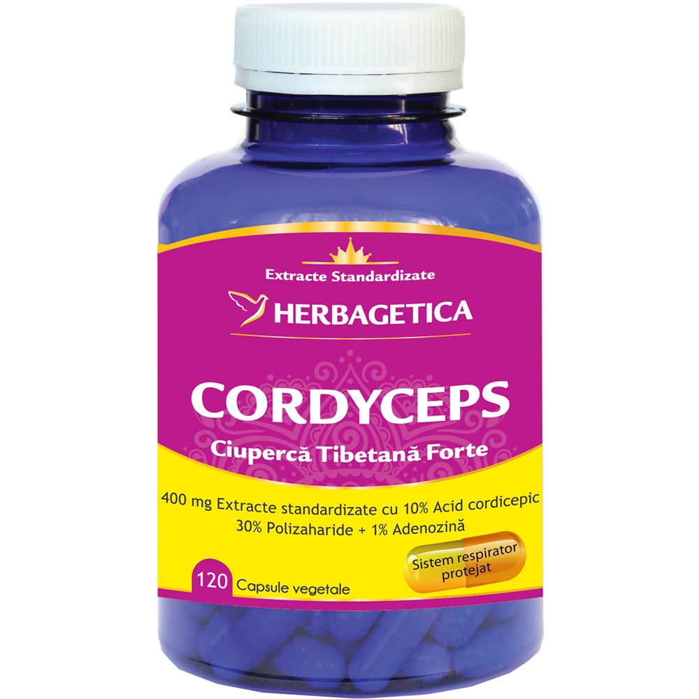 Supliment alimentar Cordyceps Ciuperca Tibetana Forte, 120 capsule, HERBAGETICA