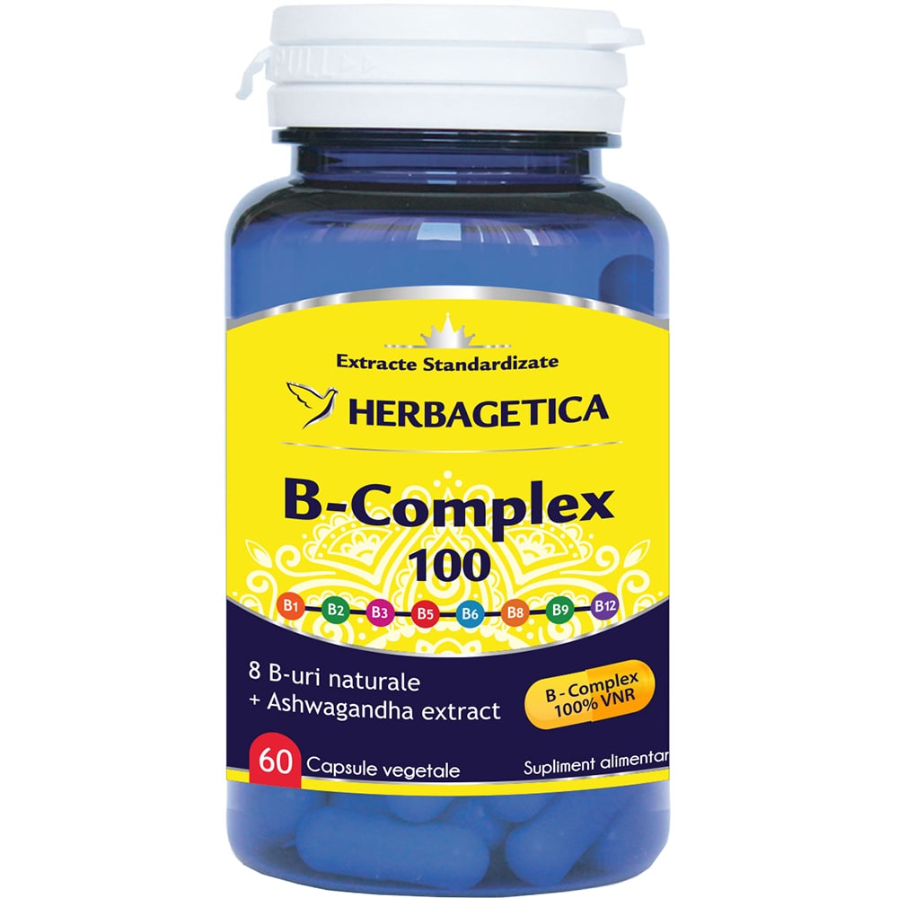 Supliment alimentar B-Complex 100, 60 capsule, HERBAGETICA