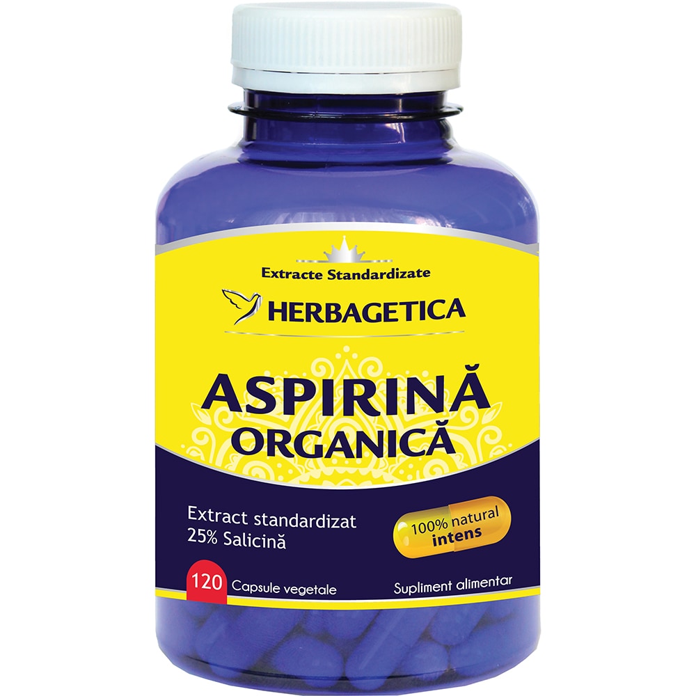 Supliment alimentar Aspirina Organica, 120 capsule vegetale, HERBAGETICA