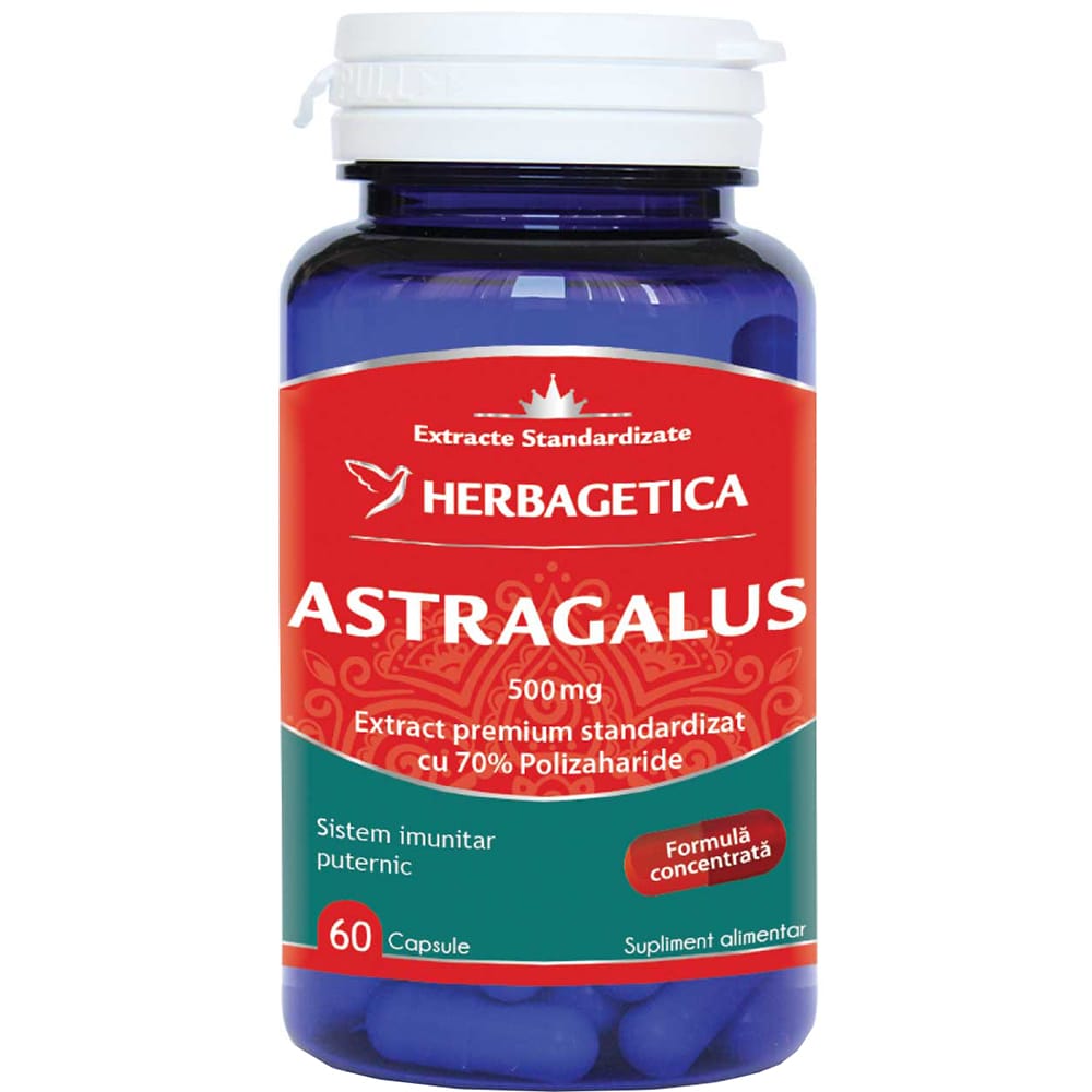 Supliment alimentar Astragalus 500 mg, 60 capsule, HERBAGETICA