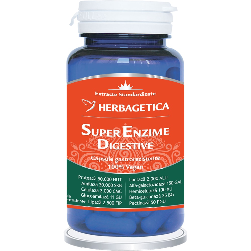 Supliment Super Enzime Digestive, 60 capsule, HERBAGETICA
