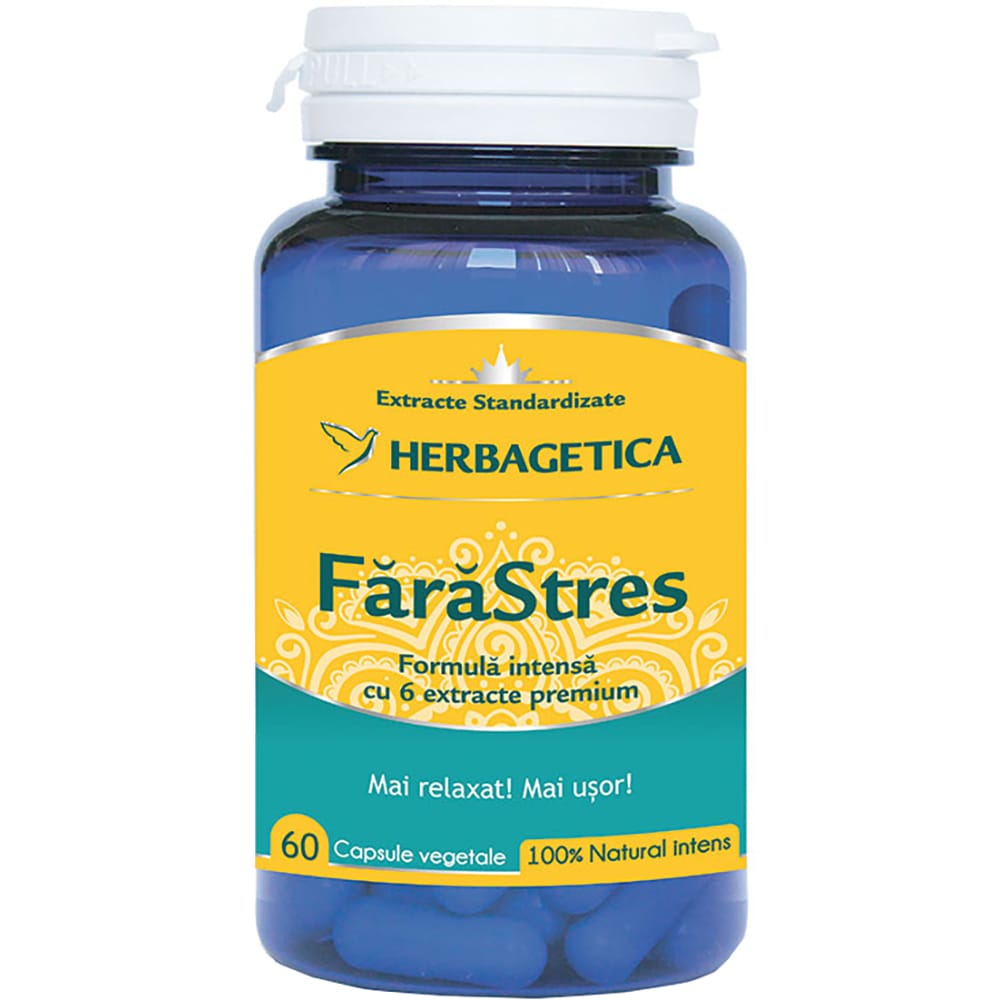 Supliment alimentar Fara Stres, 60 capsule, HERBAGETICA