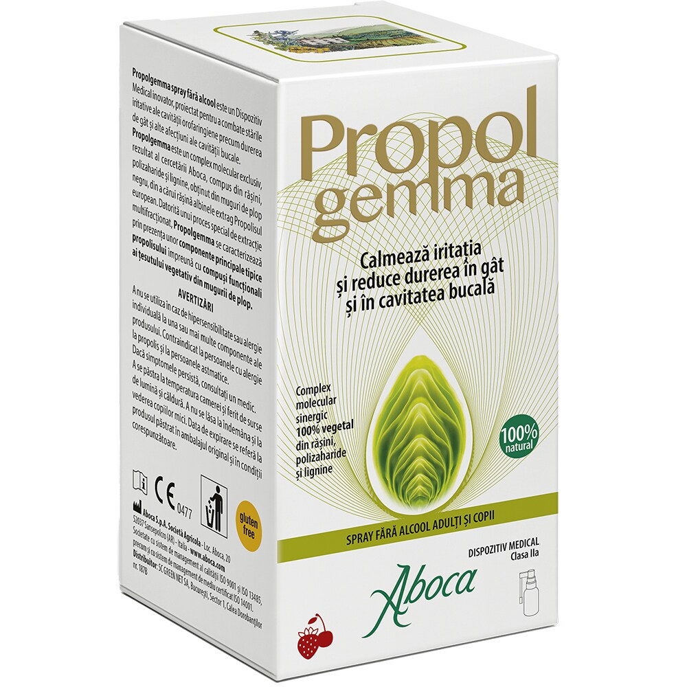 Spray de gat Propolgemma fara alcool, 30 ml, ABOCA