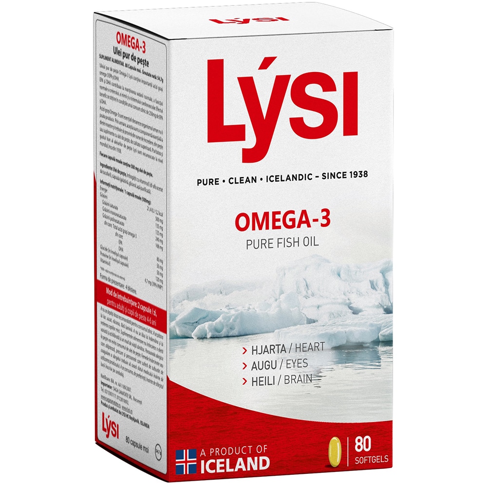 Supliment alimentar Omega 3 Ulei Pur de Peste, 80 capsule moi, LYSI