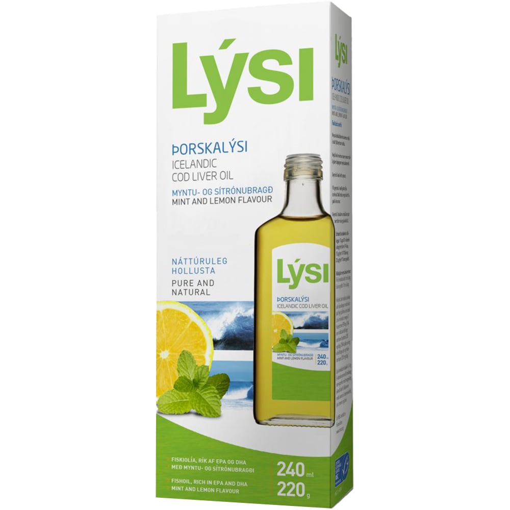 Supliment alimentar Ulei din Ficat de Cod, cu aroma de lamaie si menta, 240 ml, LYSI