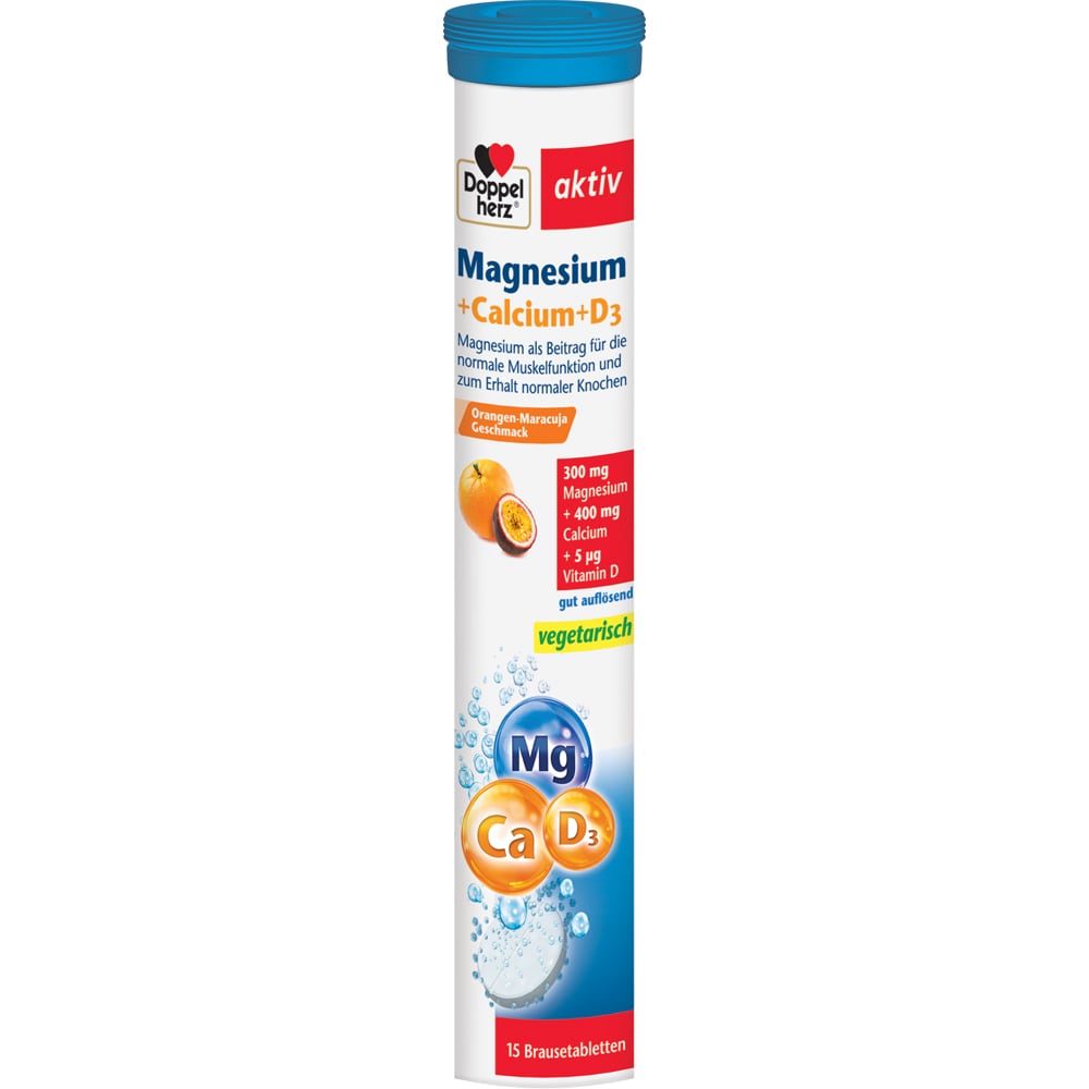 Supliment alimentar Aktiv Magneziu + Calciu + D3, 15 comprimate efervescente, DOPPELHERZ