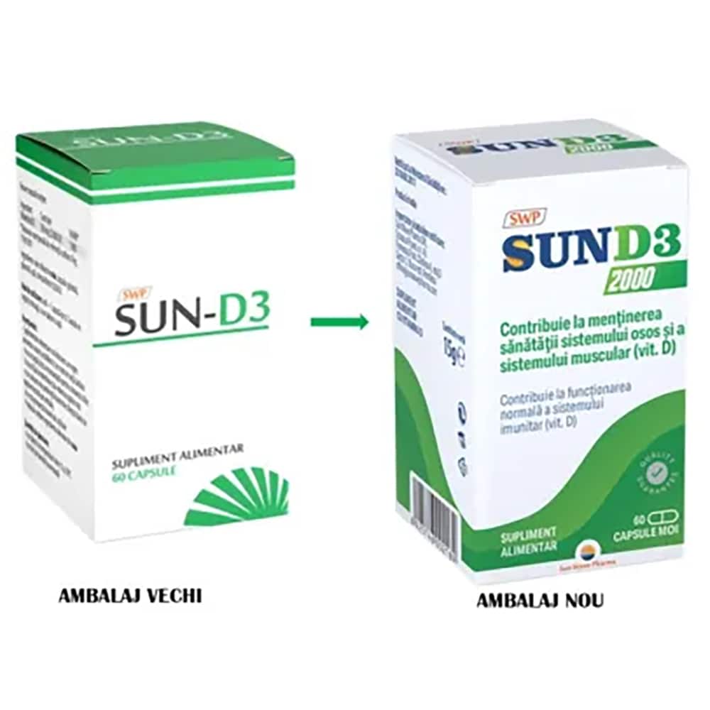Supliment alimentar Sun-D3, 60 capsule, SUN WAVE PHARMA