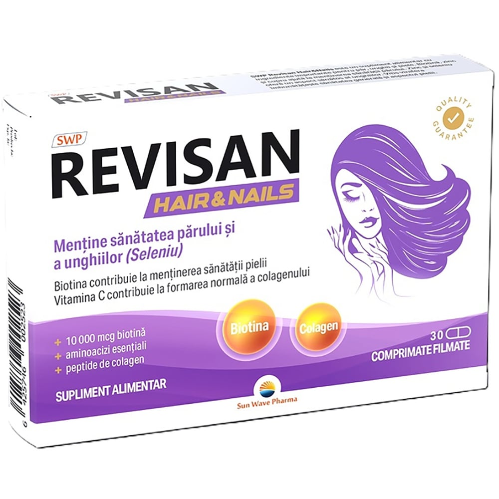 Supliment alimentar Revisan Hair & Nail, 30 comprimate filmate, SUN WAVE PHARMA
