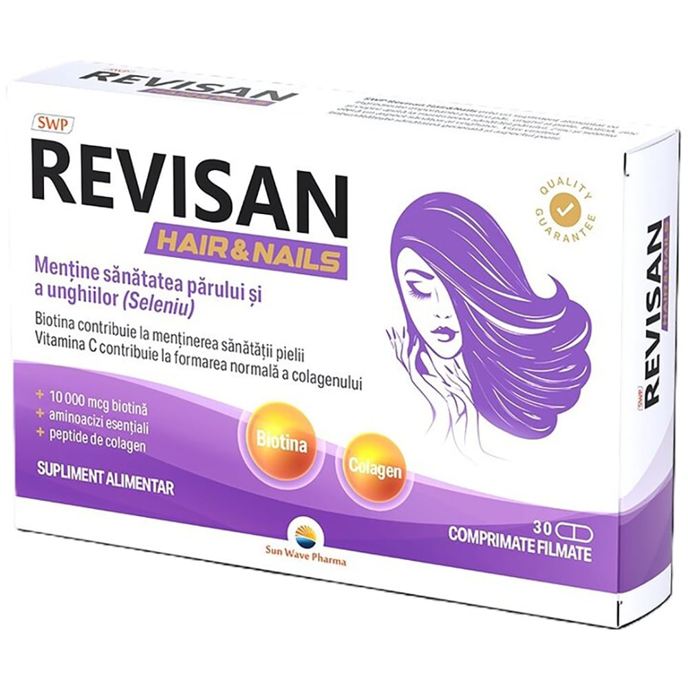 Supliment alimentar Revisan Hair & Nail, 30 comprimate filmate, SUN WAVE PHARMA