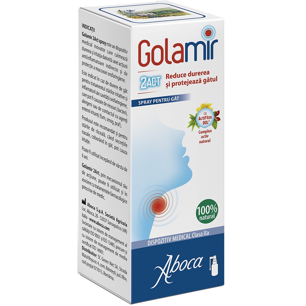 Spray Golamir 2 ACT cu alcool, 30 ml, ABOCA