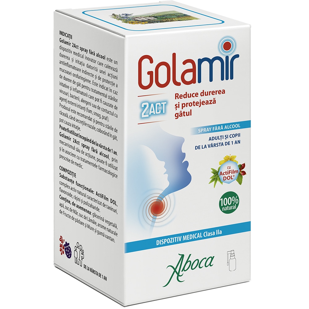 Spray Golamir 2 ACT fara alcool, 30 ml, ABOCA