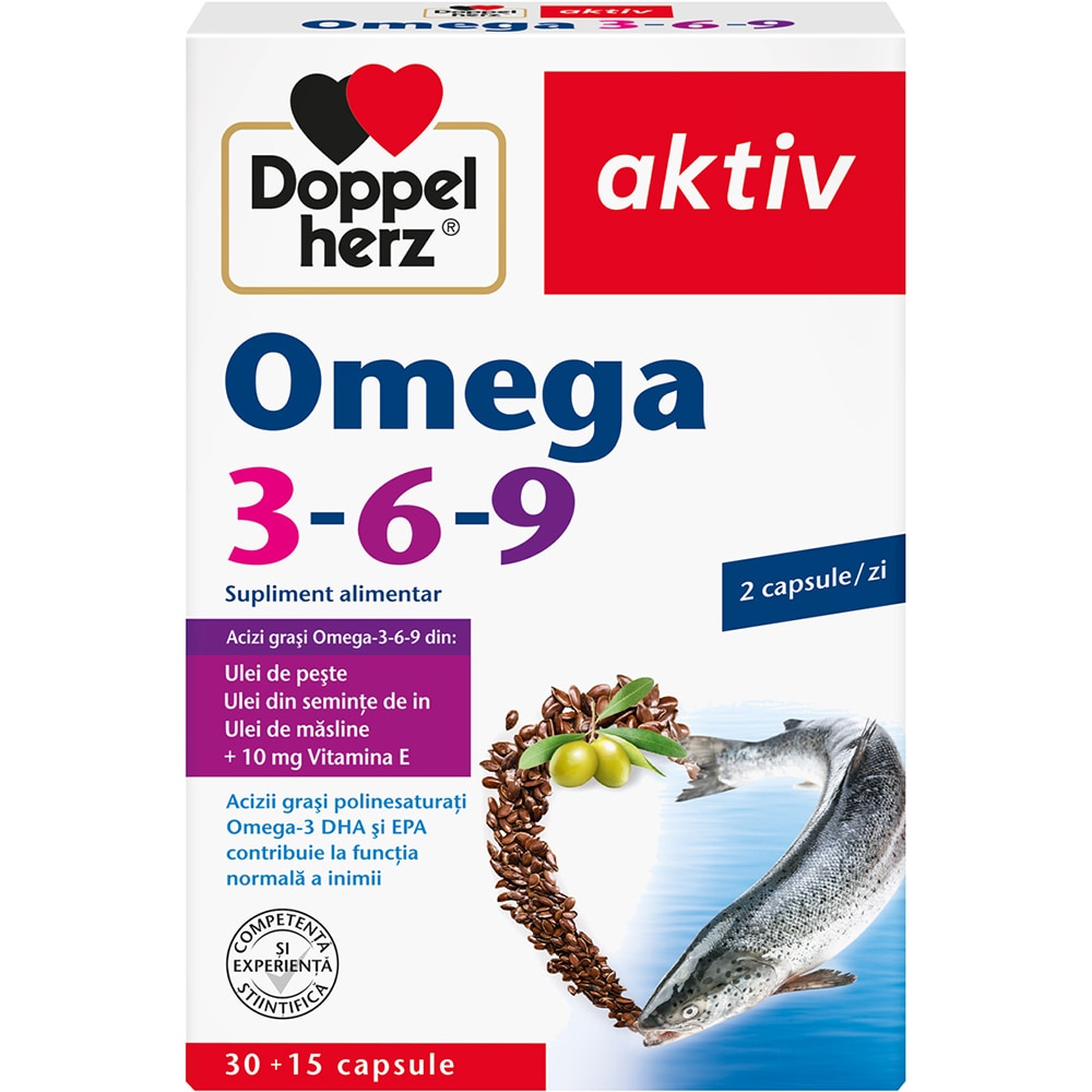Supliment alimentar Aktiv Omega 3-6-9, 30 + 15 capsule, DOPPELHERZ