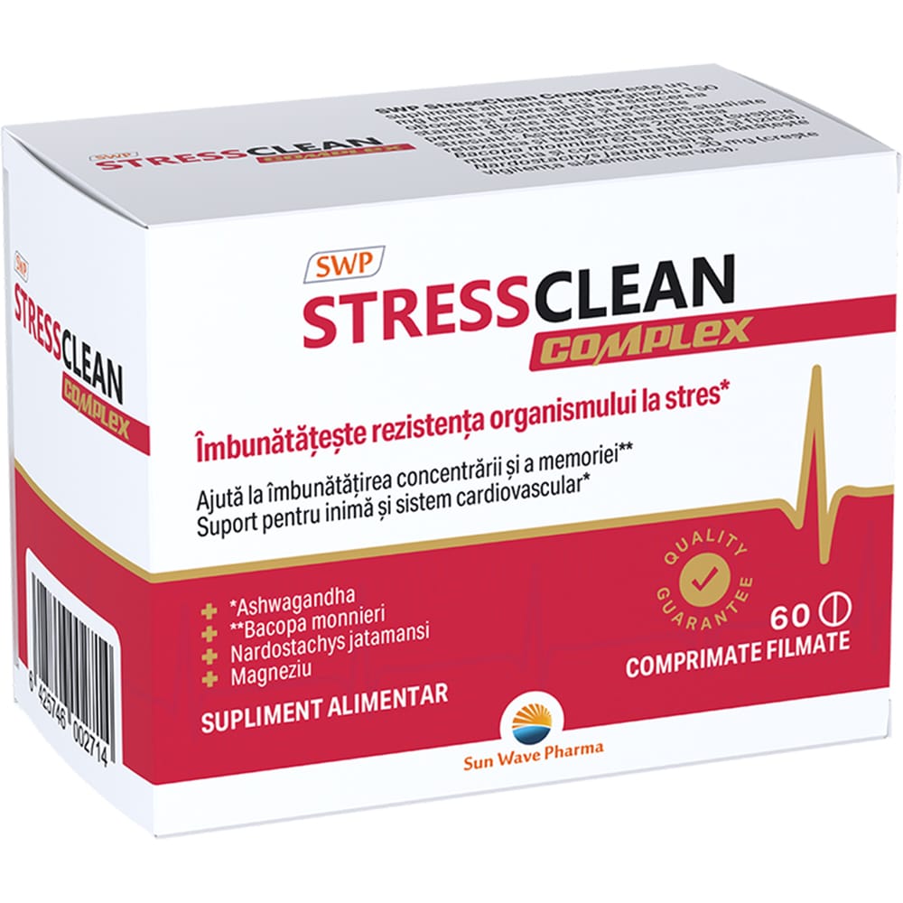 Supliment alimentar Stressclean Complex, 60 comprimate filmate, SUN WAVE PHARMA