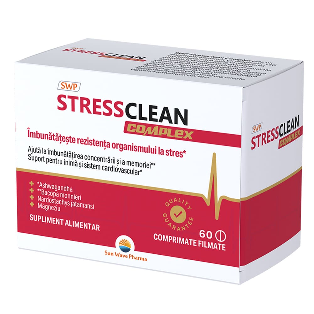 Supliment alimentar Stressclean Complex, 60 comprimate filmate, SUN WAVE PHARMA