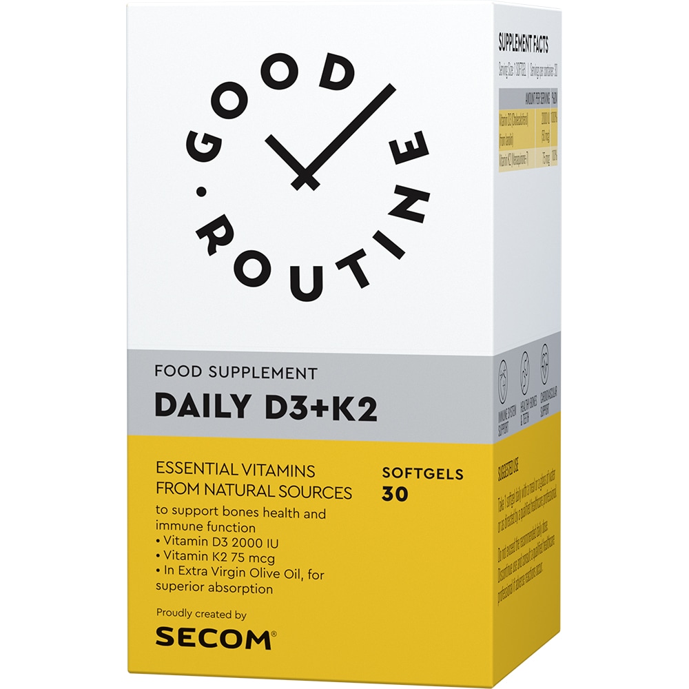 Supliment Daily D3+K2 Good Routine, 30 capsule moi, SECOM