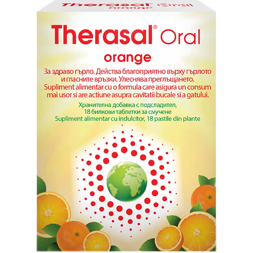 Supliment alimentar Therasal Oral pentru copii cu aroma de portocale, 18 comprimate de supt, VEDRA