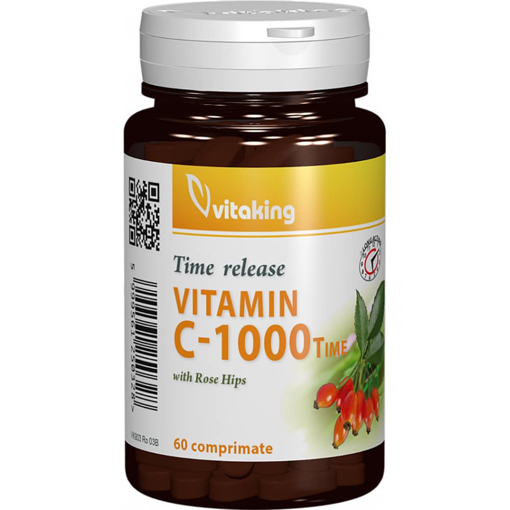 Supliment alimentar Vitamina C 1000 mg cu absorbtie lenta, 60 comprimate, VITAKING