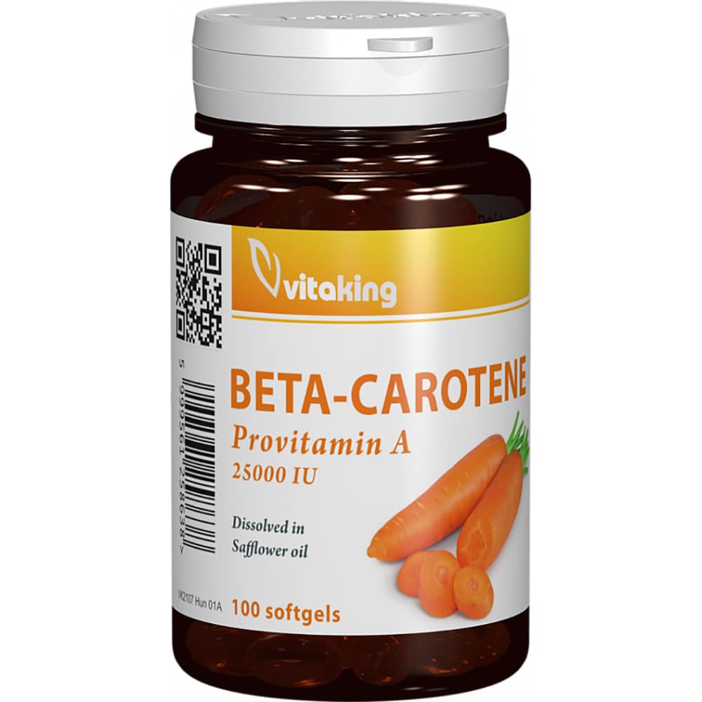 Supliment BetaCaroten - Vitamina A 25000UI, 100 capsule moi, VITAKING