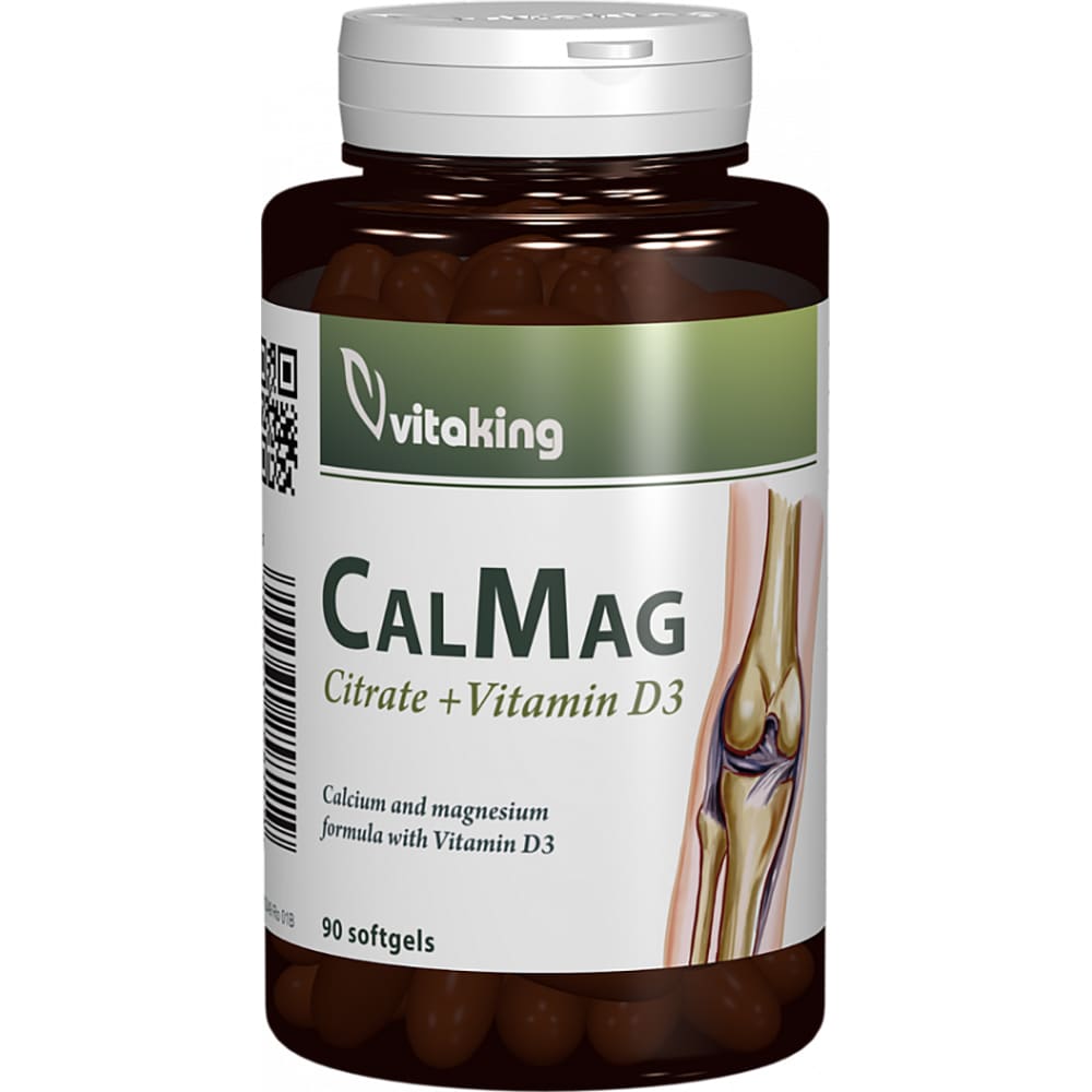 Supliment Citrat de Calciu si Magneziu cu Vitamina D3, 90 capsule, VITAKING