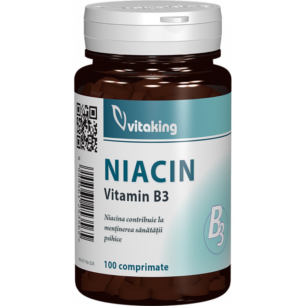 Supliment alimentar Vitamina B3 Niacina 100 mg, 100 comprimate, VITAKING