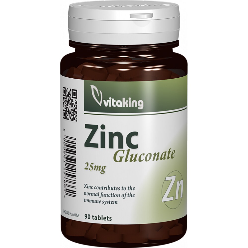 Supliment Gluconat de Zinc 25 mg, 90 comprimate, VITAKING