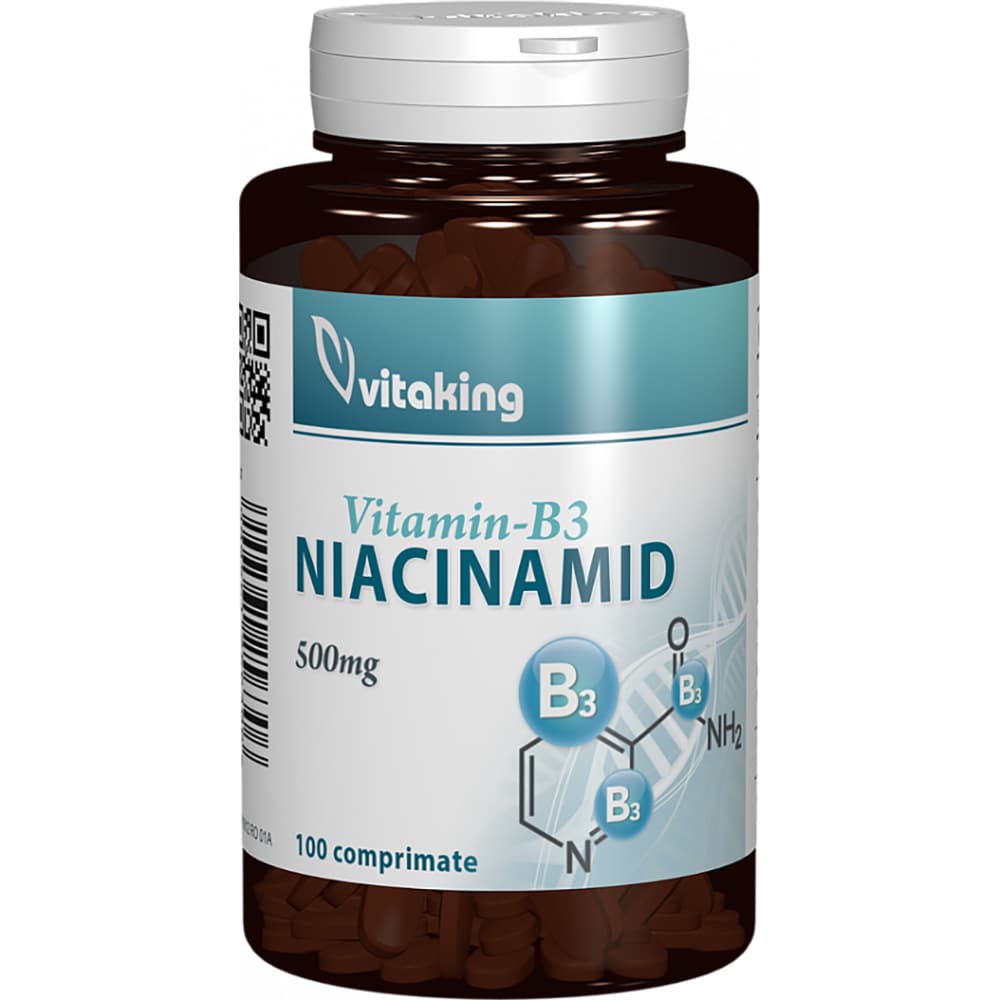 Supliment alimentar Vitamina B3 Niaciamida 500 mg, 100 comprimate, VITAKING