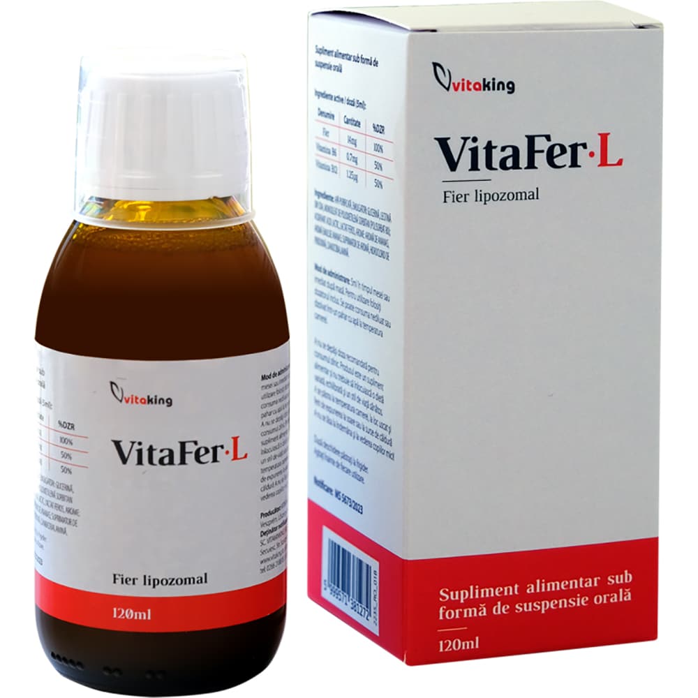 Supliment alimentar VitaFer-L Fier Lipozomal, 120 ml, VITAKING