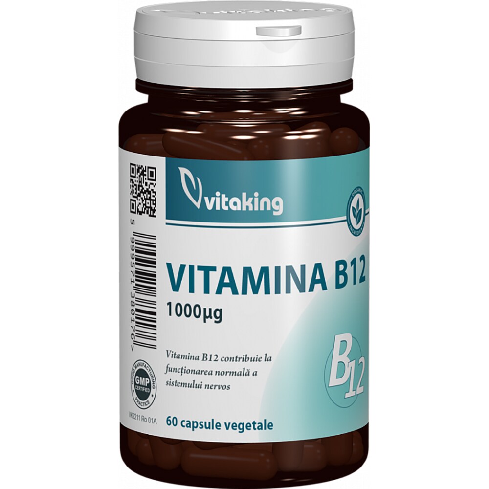 Supliment alimentar Vitamina B12 1000 mcg, 60 capsule vegetale, VITAKING