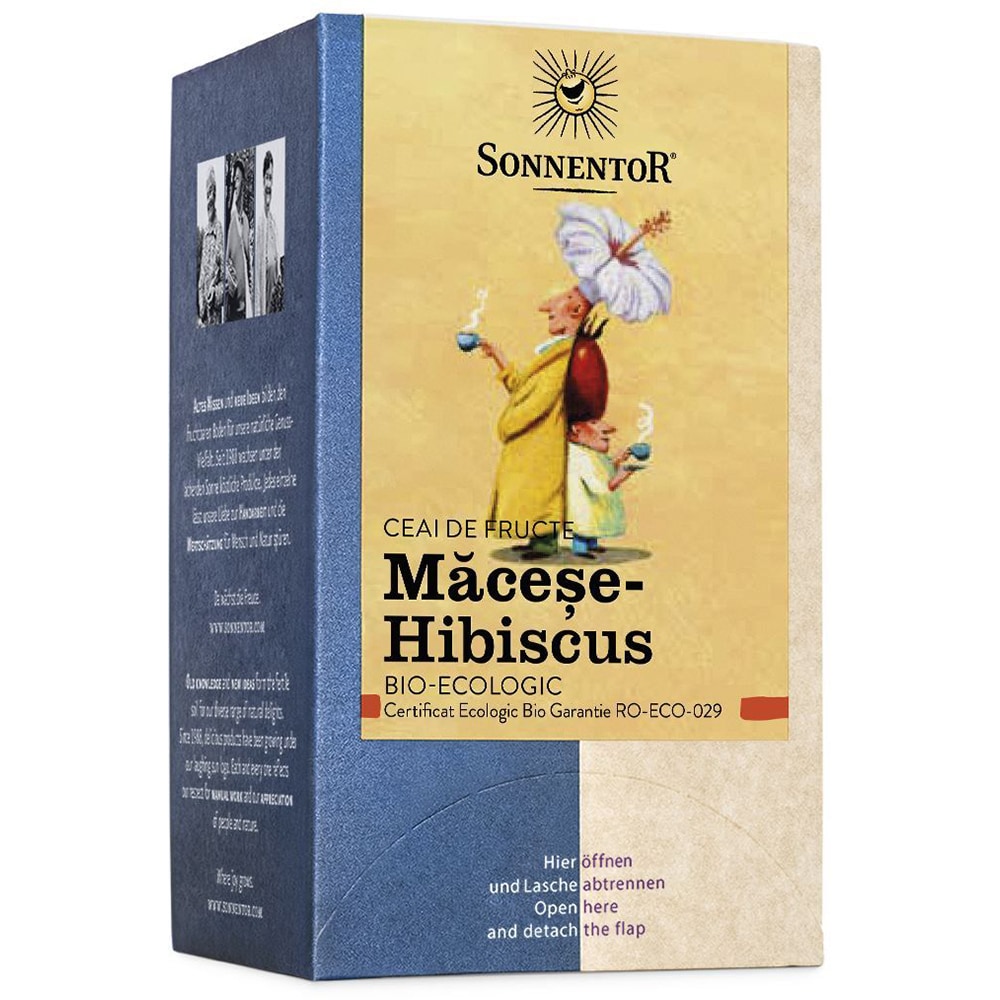 Ceai fructe SONNENTOR Macese si hibiscus, 18 plicuri 