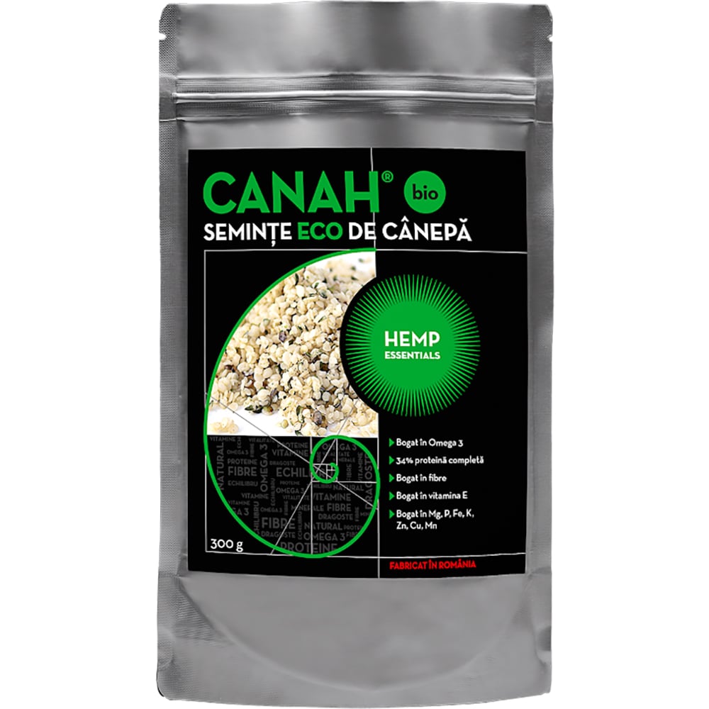 Seminte decorticate de canepa ECO, 300 g, CANAH