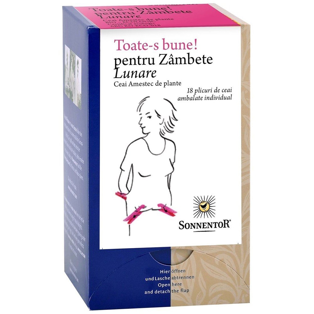 Ceai SONNENTOR "Toate-s bune!" Pentru zambete lunare, 18 plicuri 