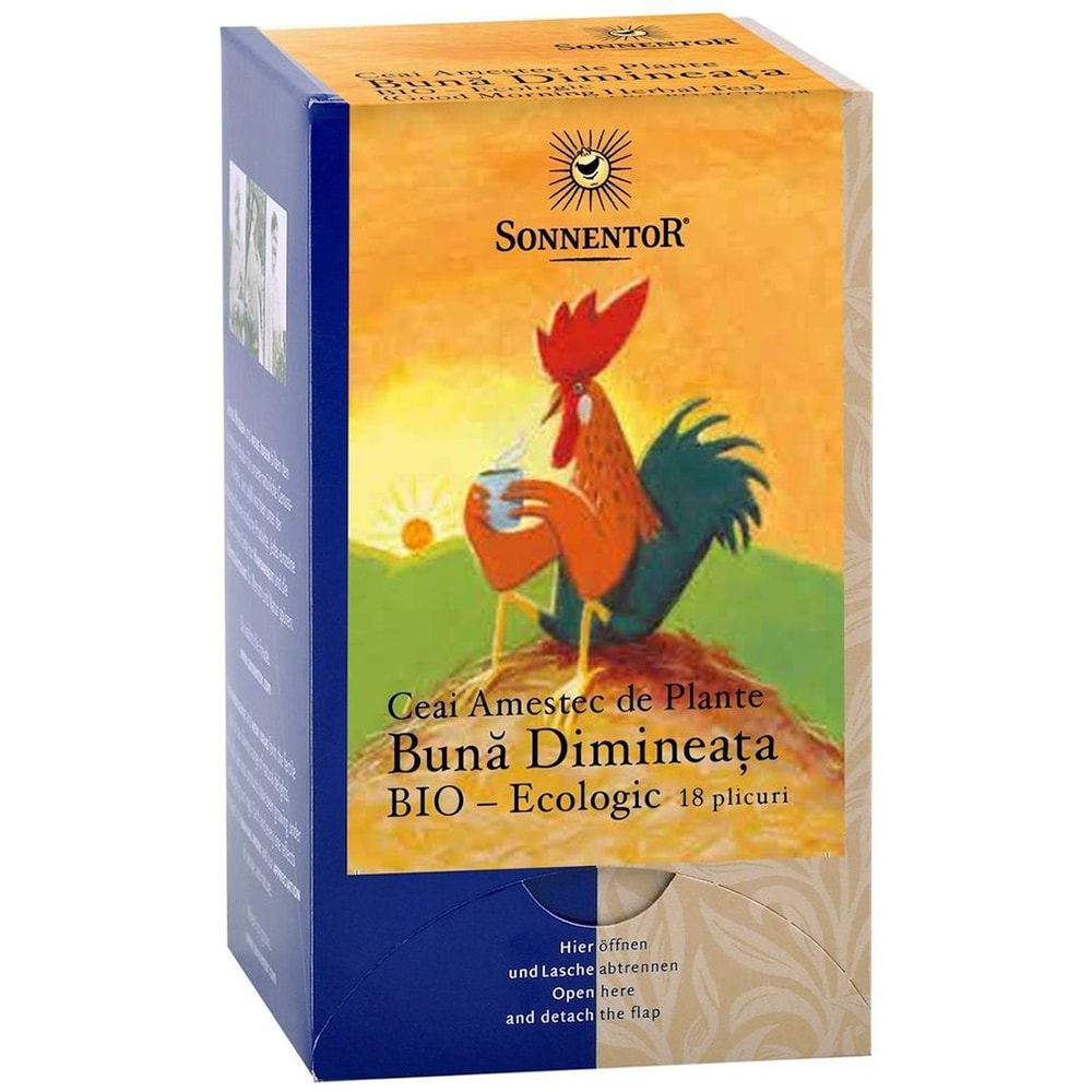 Ceai amestec de plante SONNENTOR Buna dimineata, 18 plicuri