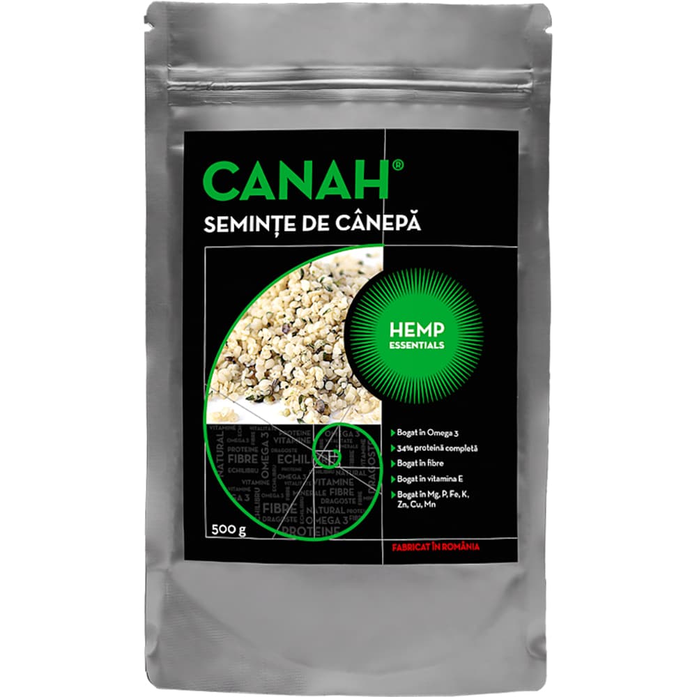 Seminte decorticate de canepa ECO, 500 g, CANAH