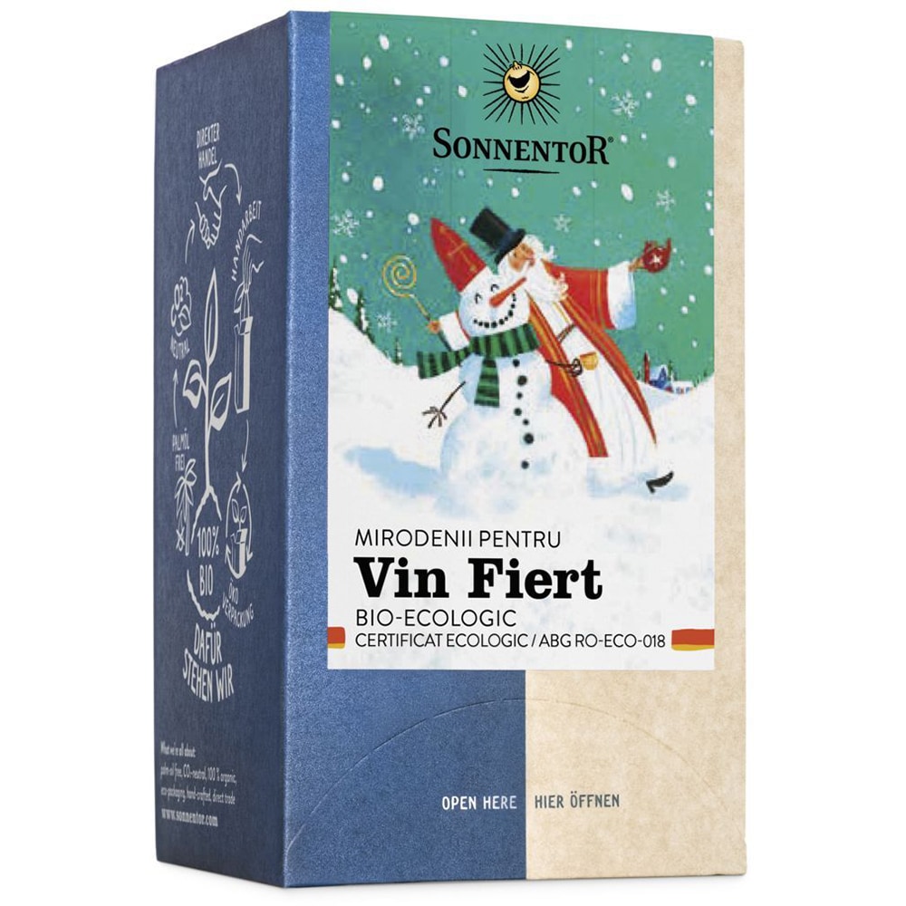 Ceai amestec de plante SONNENTOR Mirodenii pentru vin fiert, 18 plicuri 