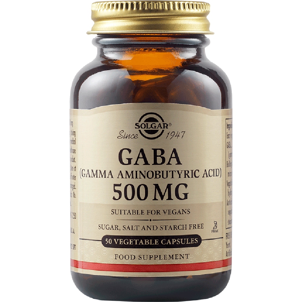 Supliment alimentar Gaba 500 mg Acid Gaba Aminobutiric, 50 capsule vegetale, SOLGAR