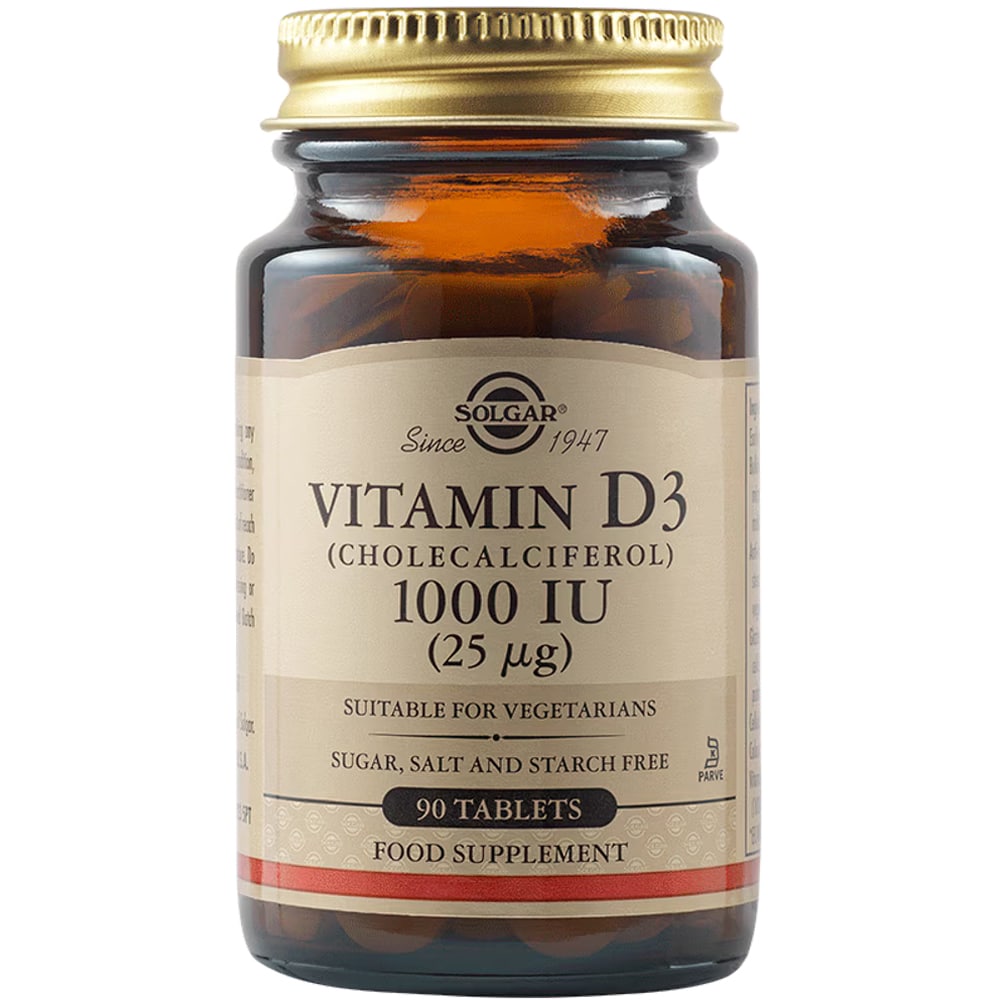Supliment alimentar Vitamina D3 1000 UI 25 mcg, 90 tablete, SOLGAR
