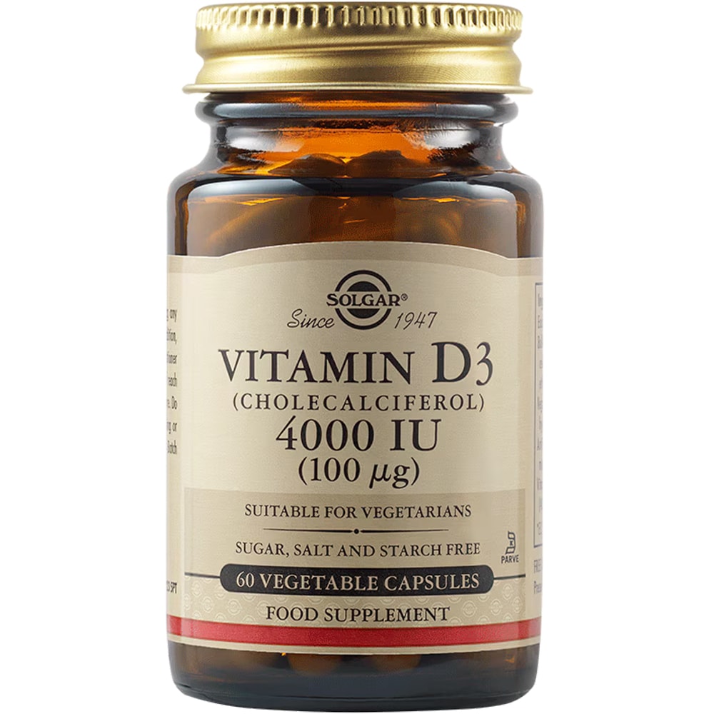 Supliment alimentar Vitamina D3 4000 UI 100 mcg, 60 capsule vegetale, SOLGAR