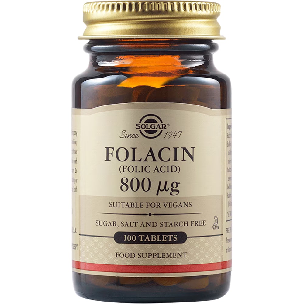 Supliment alimentar Acid Folic 800 mcg Folacin, 100 tablete, SOLGAR
