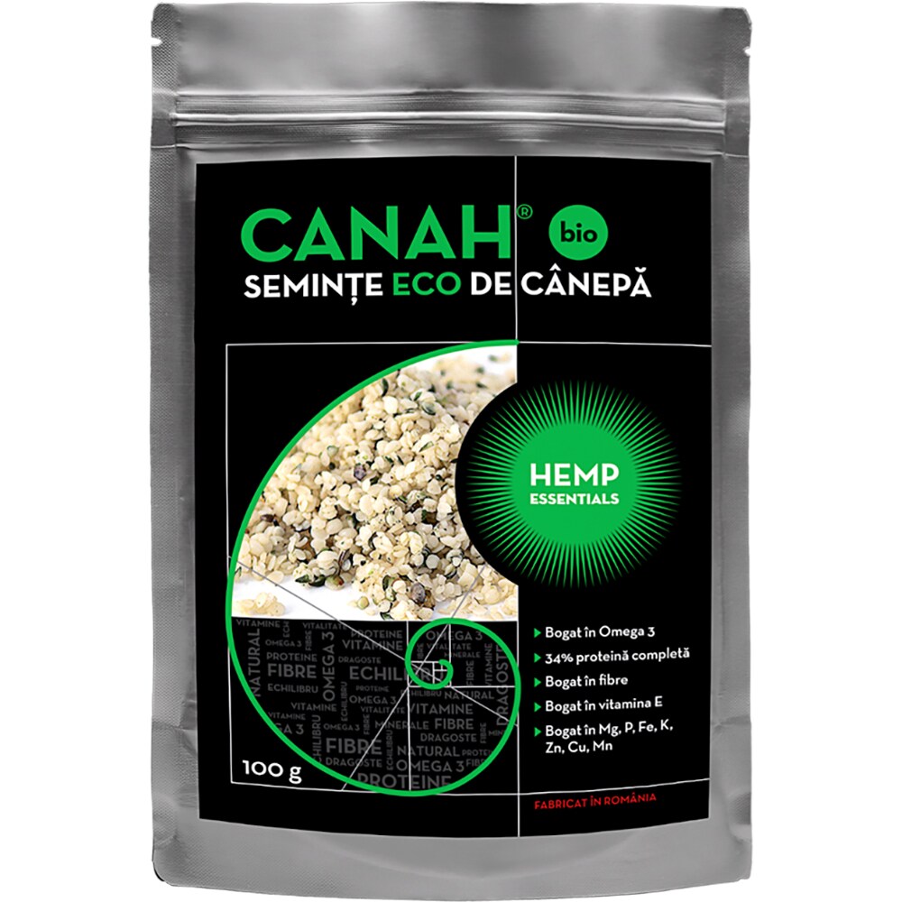 Seminte decorticate de canepa ECO, 100 g, CANAH