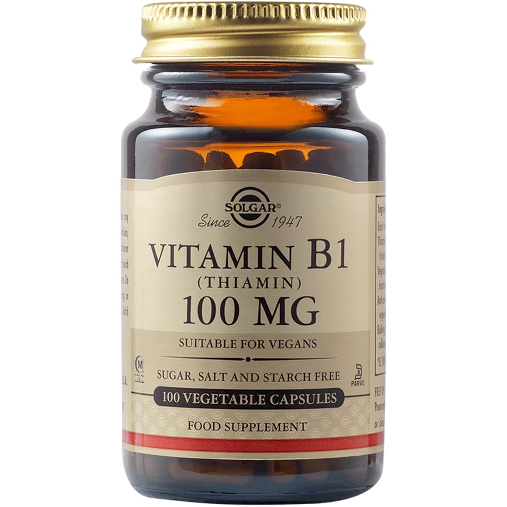 Supliment alimentar Vitamina B1 Tiamina 100 mg, 100 capsule vegetale, SOLGAR